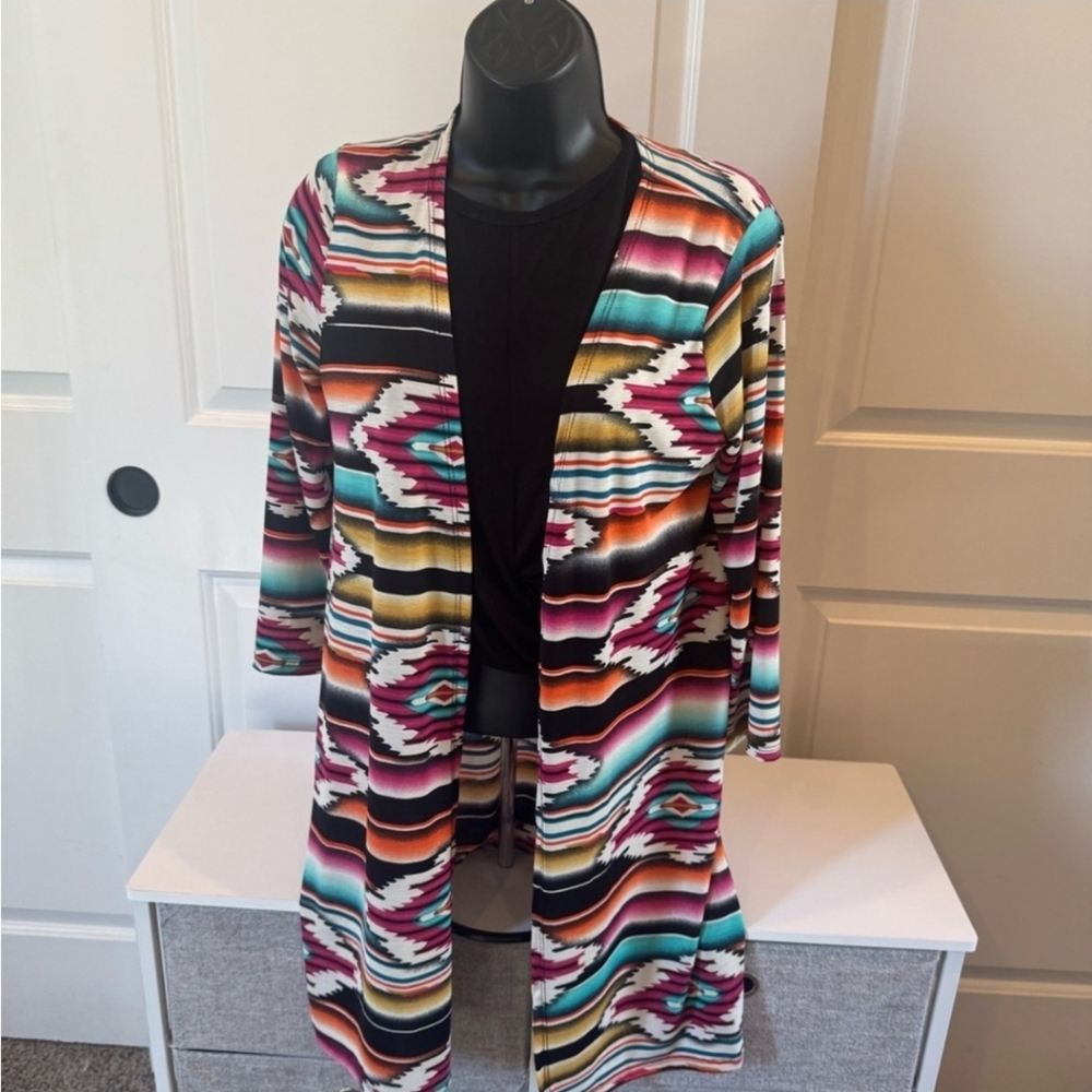 HEMISH U.S.A. Vibrant Colorful Boho Vibes Open Cardigan. Size Small  NWT